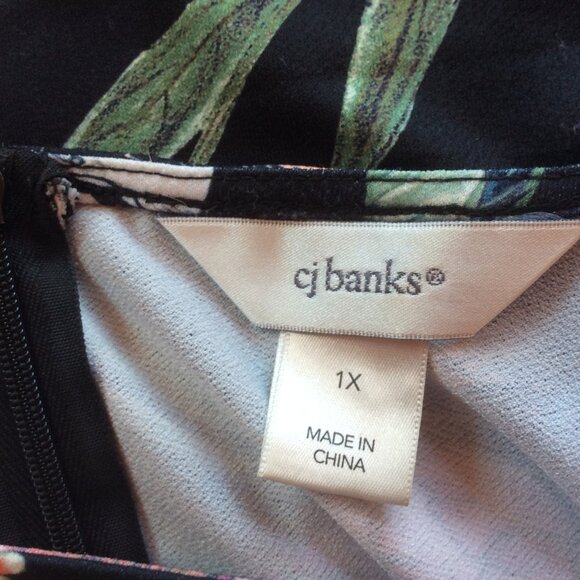 CJ Banks Tropical Floral Print Sleeveless Flowy Wide Leg Boho Jumpsuit Size 1X - Picture 3 of 5